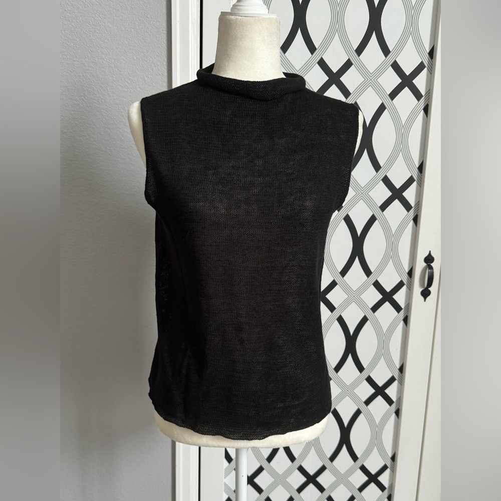 Eileen Fisher mesh black top. Size Large